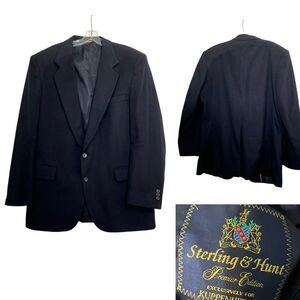 Sterling & Hunt for Kuppenheimer Cashmere Blazer Mens 42L Vintage 2-Button navy